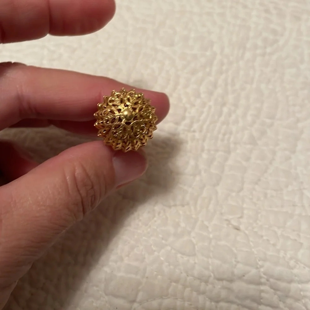 Coro Gold-Tone Filigree Clip-On Ball Earrings - Picture 6 of 8